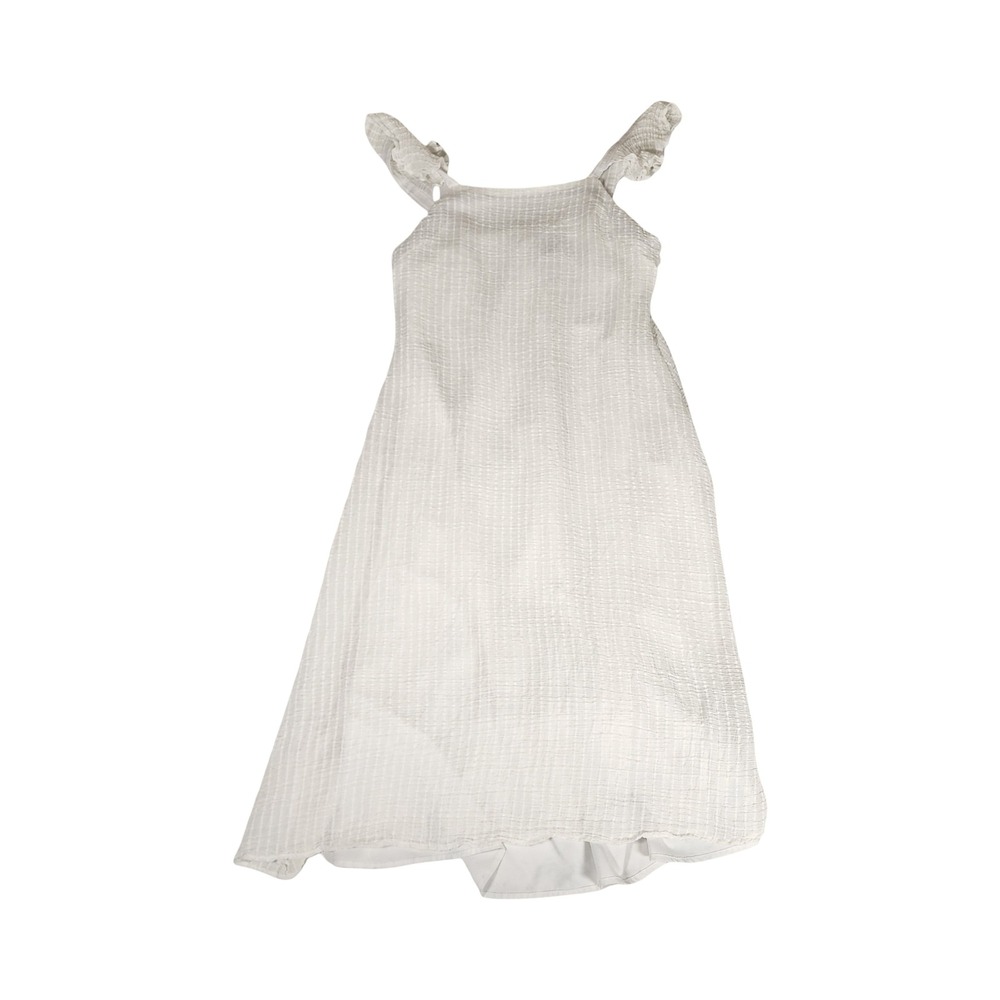 Versona White Textured Ruffle Strap Midi Dressā Womens Size Medium Square Neck